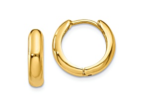 14K Yellow Gold 7/16" Polished Hinged Hoop Earrings