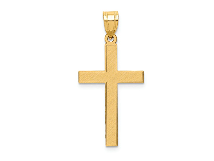14k Yellow Gold Florentine Satin Cross Pendant