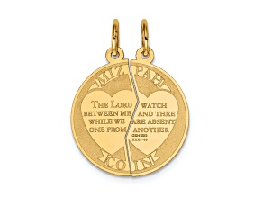 14k Yellow Gold Satin 2-piece Mizpah Charm
