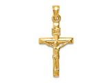 14K Yellow Gold Hollow Crucifix Pendant