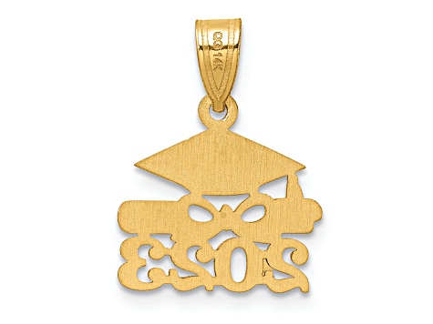 14K Yellow Gold Graduation Cap and Diploma 2023 Charm