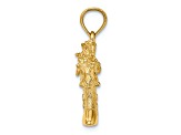 14k Yellow Gold Solid 3D Polished and Textured Christmas Stocking Pendant