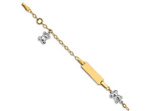 14k Yellow Gold and 14k White Gold Children's Polished Teddy Bear ID Bracelet