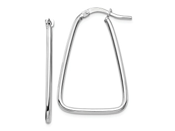Picture of Rhodium Over 14K White Gold 1 3/16" Polished Triangle Dangle Hoop Earrings