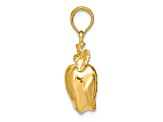 14k Yellow Gold 3D Apple with Stem and Leaf Pendant