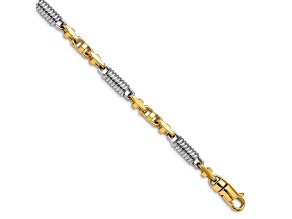 14K Yellow and White Gold 4.6mm Hand-Polished Fancy Link Bracelet