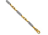 14K Yellow and White Gold 4.6mm Hand-Polished Fancy Link Bracelet