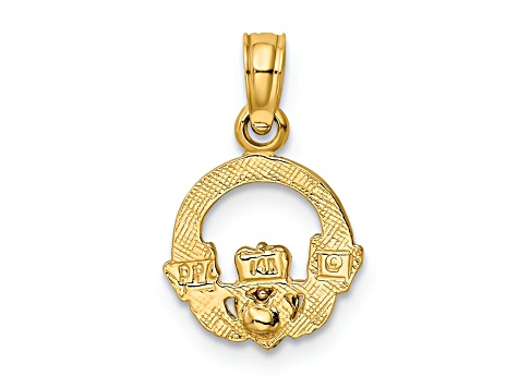 14K Yellow and Rose Gold Claddagh with Heart Charm