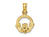 14K Yellow and Rose Gold Claddagh with Heart Charm