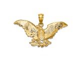 14k Yellow Gold Textured Eagle with Wings Spread Pendant