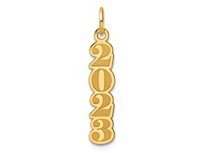 14K Yellow Gold Polished and Satin Vertical 2023 Charm