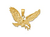 14k Yellow Gold Solid Polished and Textured Eagle Pendant