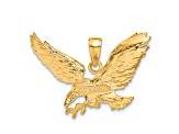 14k Yellow Gold Solid Polished and Textured Eagle Pendant