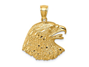 14k Yellow Gold Textured and Diamond-Cut Eagle Pendant