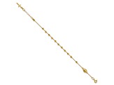 14K Yellow Gold Polished Diamond-cut Cross and Miraculous Medal 0.75 Inch Extension Bracelet