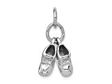 Rhodium Over 14k White Gold 3D Moveable Baby Shoes Charm