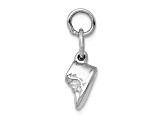 Rhodium Over 14k White Gold 3D Moveable Baby Shoes Charm