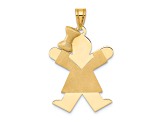 14k Yellow Gold Solid Satin Girl with Bow on Left Charm