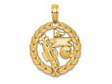14k Yellow Gold Solid Polished and Textured Golf Theme Pendant