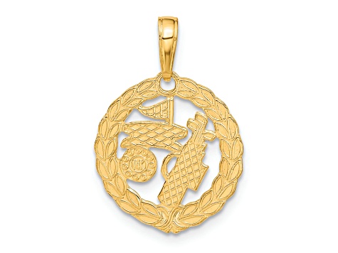 14k Yellow Gold Solid Polished and Textured Golf Theme Pendant