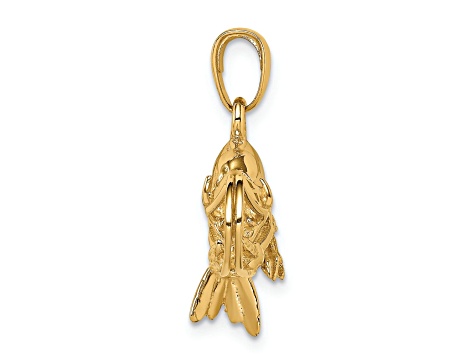 14k Yellow Gold 3D Polished and Textured Shrimp Pendant