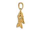 14k Yellow Gold 3D Polished and Textured Shrimp Pendant