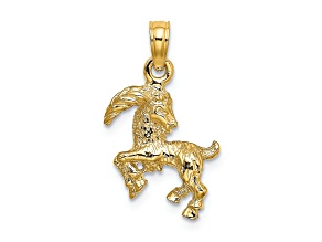 14k Yellow Gold 3D Textured Capricorn Zodiac pendant