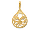 14k Yellow Gold Polished Fancy Butterfly Teardrop Charm