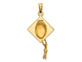 14K Yellow Gold Solid Polished 3-D Graduation Cap Pendant