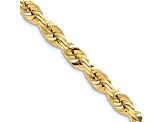 14k Yellow Gold Solid 7mm Diamond-Cut Quadruple Rope 20 Inch Chain