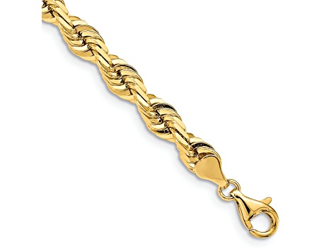 14k Yellow Gold Solid 7mm Diamond-Cut Quadruple Rope 20 Inch Chain