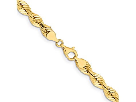 14k Yellow Gold Solid 7mm Diamond-Cut Quadruple Rope 20 Inch Chain