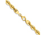 14k Yellow Gold Solid 7mm Diamond-Cut Quadruple Rope 20 Inch Chain