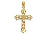 14k Yellow Gold Diamond-Cut and Textured Cross Pendant
