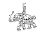Rhodium Over 14k White Gold 3D Polished Elephant Pendant