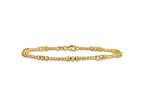 14K Yellow Gold Diamond-cut Beaded 7.5-inch Bracelet