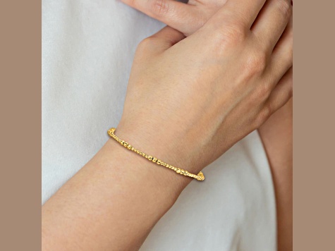 14K Yellow Gold Diamond-cut Beaded 7.5-inch Bracelet
