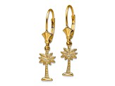 14k Yellow Gold Textured Mini Palmetto Palm Tree Dangle Earrings