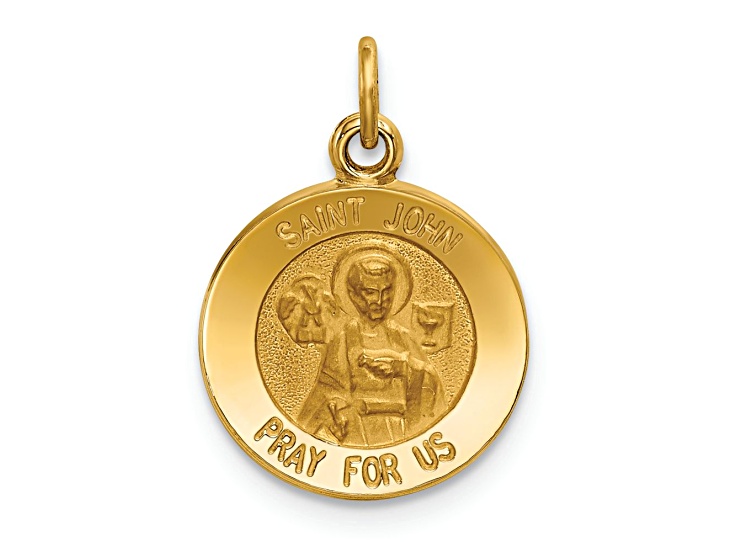 14k Yellow Gold Satin Saint John Medal Charm - 16NM2A | JTV