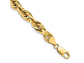 14k Yellow Gold 7mm Rope Link Bracelet, 8 Inches