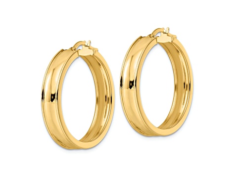 14k Yellow Gold Polished 1 1/4" Hoop Earrings