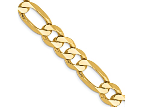 14K Yellow Gold 8.75mm Flat Figaro Chain Necklace