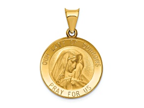14k Yellow Gold Polished and Satin Our Lady of Sorrows Medal Pendant