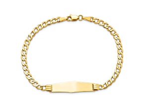 14k Yellow Gold Soft Diamond Shape Cuban Link ID Bracelet