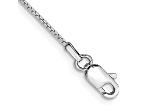 Rhodium Over 10k White Gold 0.9mm Box Link Bracelet