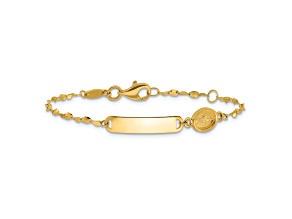 14k Yellow Gold Polished Miraculous Medal Children's ID Bracelet
