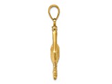 14k Yellow Gold 3D Textured Pelican Standing Charm