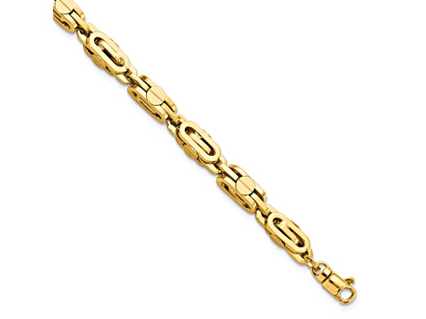 14K Yellow Gold Polished Fancy Link Men's Bracelet