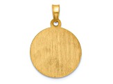 14k Yellow Gold with Rhodium Over 14k Yellow Gold Satin and Polished St Anthony Medal Circle Pendant