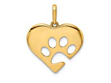 14K Yellow Gold Polished Heart with Paw Print Pendant
